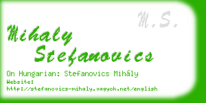 mihaly stefanovics business card