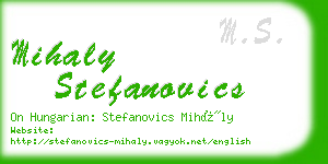 mihaly stefanovics business card